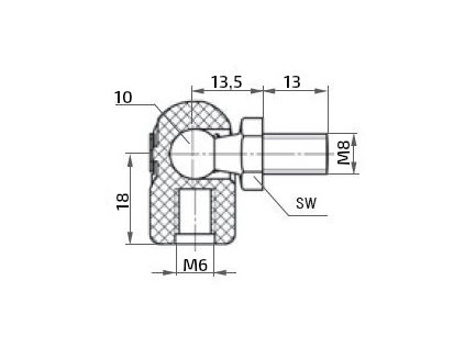 7476 kulovy kloub wd cs k plynove vzpere m8x13 c 18mm pro zavit m6
