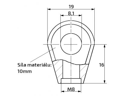 7482 oko k plynove vzpere 16x19x10 otvor 8 1mm pro zavit m8