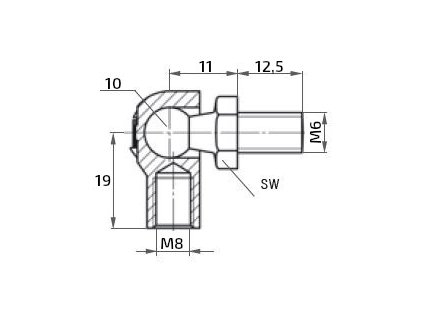 7500 kulovy kloub k plynove vzpere m6x12 5 c 19mm pro zavit m8