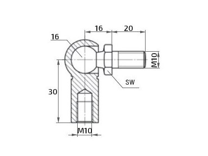 7548 kulovy kloub k plynove vzpere m10x20 c 30mm pro zavit m10