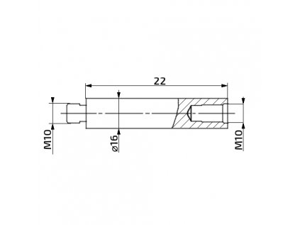7554 prodluzovaci nastavec k plynove vzpere 22mm pro zavit m10