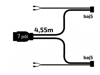 Kabeláž  4,55 m/7-pól - zástrčka, s předními vývody QS75, baj5, VAPP