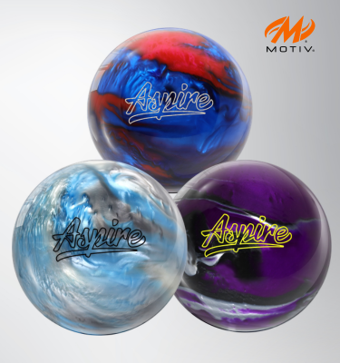 Bowlingové koule Motiv Aspire – polyesterové koule na rovné hraní ideální na dohoz (spare), stabilní trajektorie a minimální hák