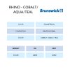 Bowlingová koule Rhino Cobalt/Aqua/Teal - info tabulka EN