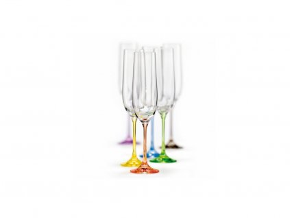 Crystalex sklenice na šampaňské Viola Rainbow 190 ml, 6 ks (mix barev)_1