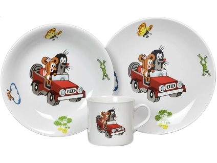 Dětská porcelánová sada Krtek a auto, THUN 1794, 3 ks 1
