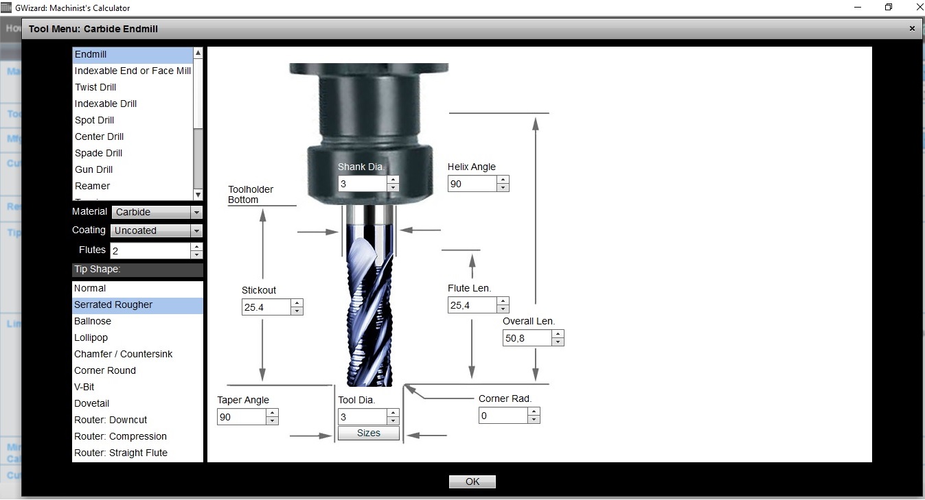 G-WIZARD FEED AND SPEED CNC KALKULÁTOR