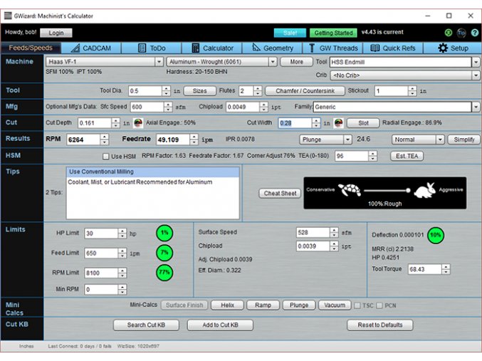 G-Wizard CNC Feeds and Speeds Calculator