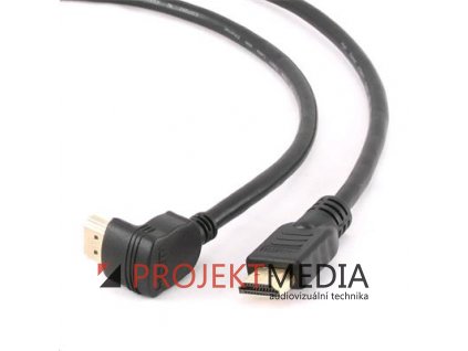 GEMBIRD Kabel HDMI-HDMI M/M 4,5m, 1.4, M/M stíněný, zlacené kontakty, 90° lomený, černý