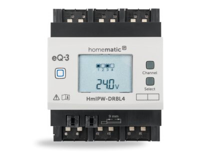homematic ip dratovy zaluziovy akcni clen s lcd na din listu 4 kanaly hmipw drbl4 i12044