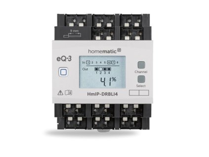 homematic ip zaluziovy akcni clen s lcd na din listu 4 kanaly hmip drbli4 ie184005