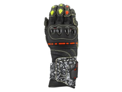 rukavice klokaní RACE STAR pánské - černá/bílá/žlutá/červená (velikost S)