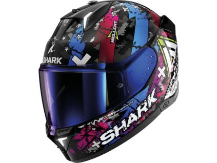 přilba SHARK SKWALi3 HELLCAT - černá/červená/modrá (KUB) (velikost XS)