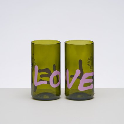 Lemonade - Love - Green Glass SET 2 psc