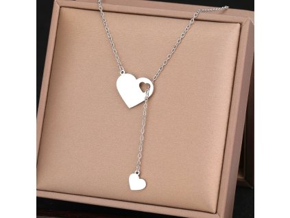 Náhrdelník Kousek sebe - srdce ve stříbrné barvě  nerezová ocel