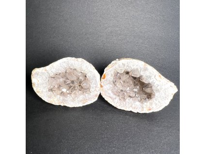 Achát peříčkový geoda L - 2 půlky #84  6 x 5,5 cm
