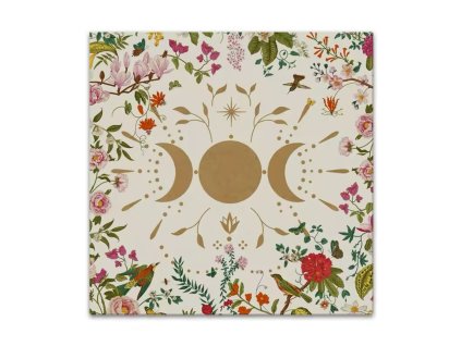 Tapisérie / ubrus na oltář světlá s fázemi měsíce a květinami  dvě velikosti
