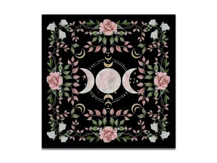 Tapisérie / ubrus na oltář černá s fázemi měsíce a růžemi  dvě velikosti