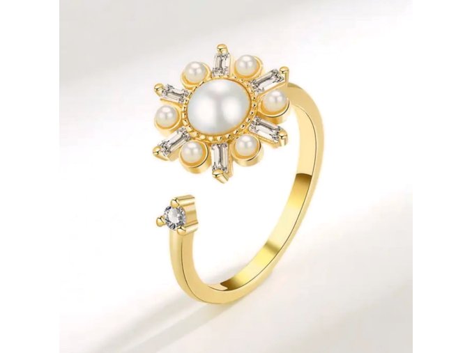 Antistresový prsten Majestic ve zlaté barvě  nastavitelná velikost, nerezová ocel