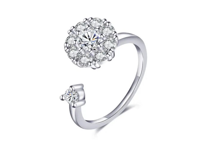 Antistresový prsten Royal ve stříbrné barvě  nastavitelná velikost, nerezová ocel