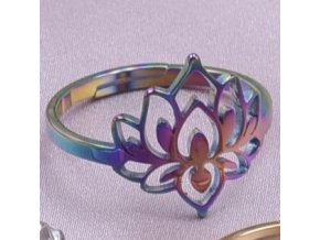 Prsten lotos duhový  nerezová ocel, nastavitelná velikost