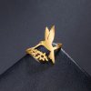 Prsten kolibřík ve zlaté barvě  nerezová ocel, nastavitelná velikost