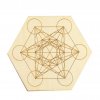 Dřevěná podložka Metatronova kostka hexagon, 10 cm