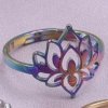 Prsten lotos duhový  nerezová ocel, nastavitelná velikost