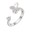 Antistresový prsten s otočným motýlkem ve stříbrné barvě  nastavitelná velikost, nerezová ocel