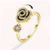 Antistresový prsten s růžičkou ve zlaté barvě  nastavitelná velikost, nerezová ocel