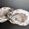 Achát peříčkový geoda M - 2 půlky #80  6,5 x 3,5 cm