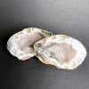Achát peříčkový geoda M - 2 půlky #80  6,5 x 3,5 cm