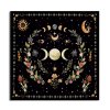 Tapisérie / ubrus na oltář černá s fázemi měsíce a květinami  dvě velikosti