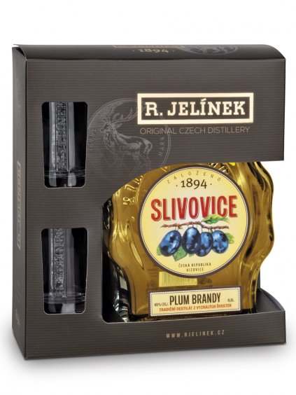 Slivovice R. JELÍNEK zlatá 45% 0,5l + 2 skleničky