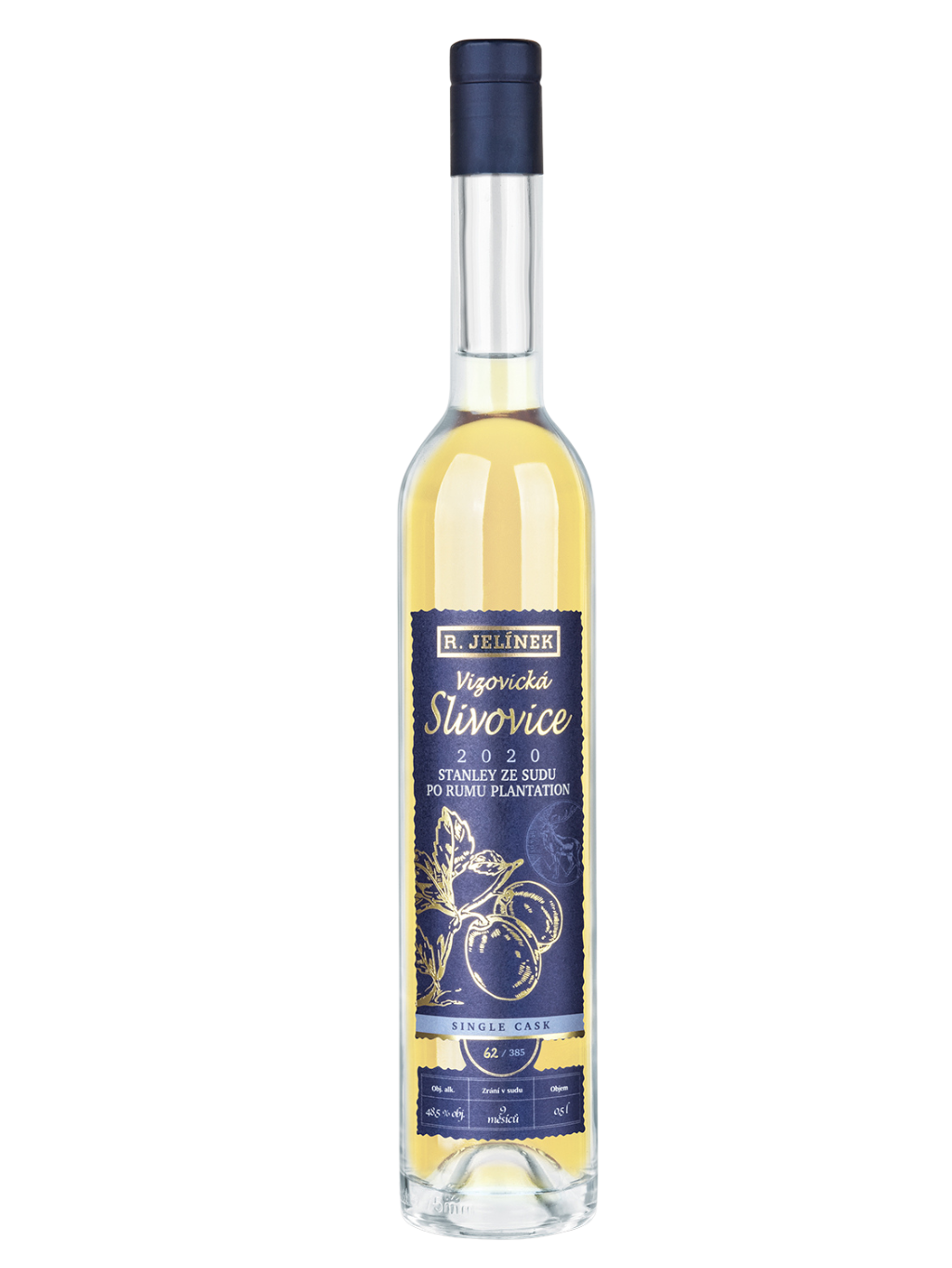 R. JELÍNEK Vizovická slivovice 2020 Stanley ze sudu po rumu Travellers 48,5% 0,5l