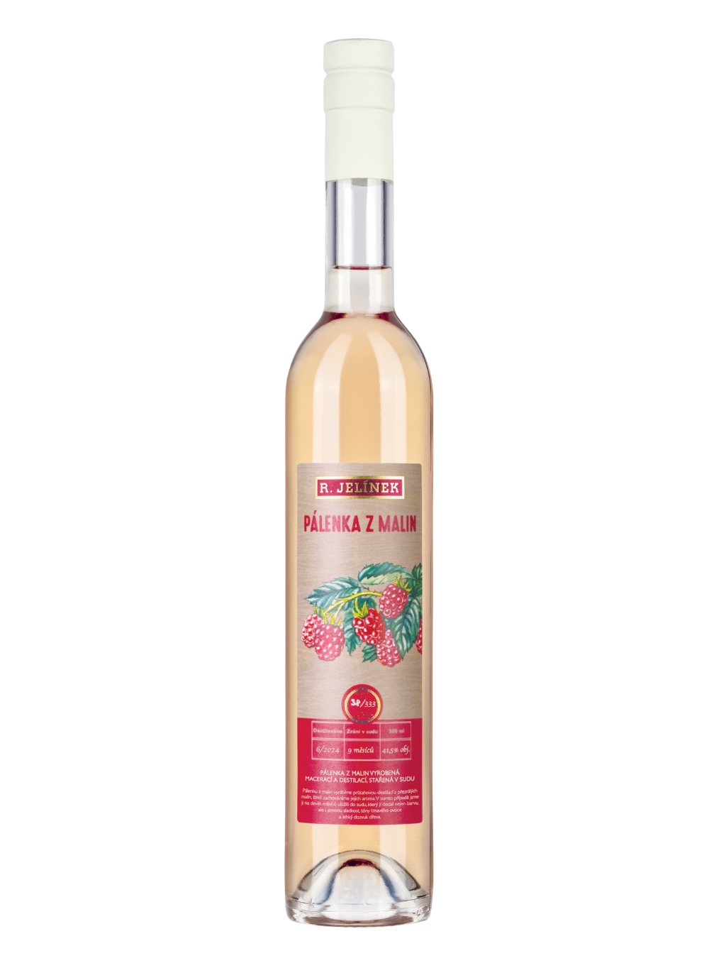 R. JELÍNEK Pálenka z malin 2024 ze sudu 41,5% 0,5l