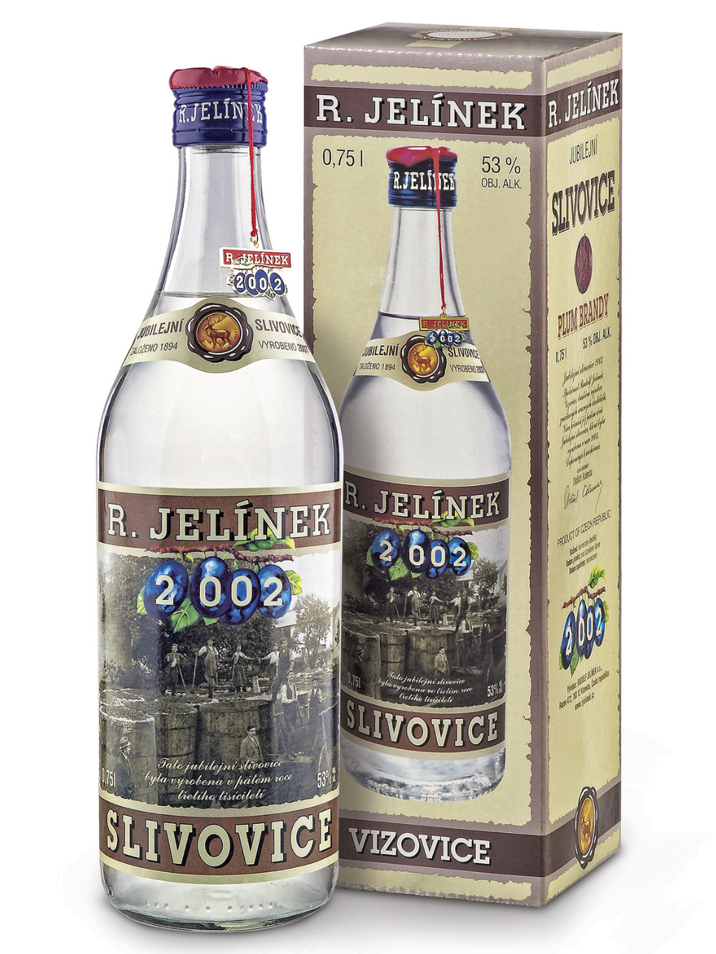 R. JELÍNEK Jubilejní slivovice 2002 53% 0,7l (tuba)