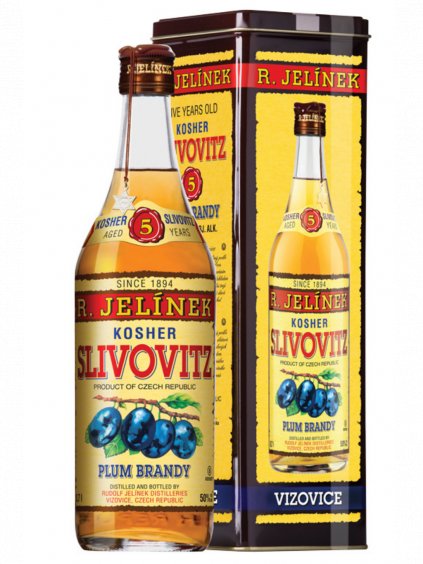 Slivovica kosher zlatá 5yo 50% 0,7l plech