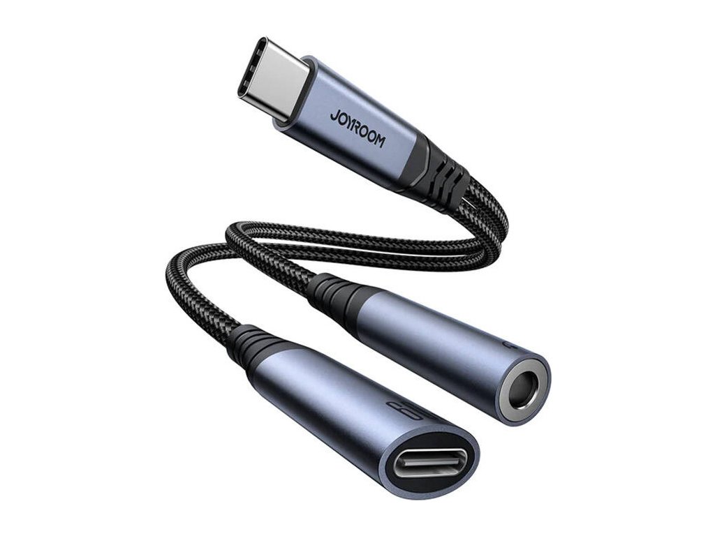Audio adaptér 2 v 1 Joyroom SY-C02 Type-C na 3,5 mm + Type-C (černý)