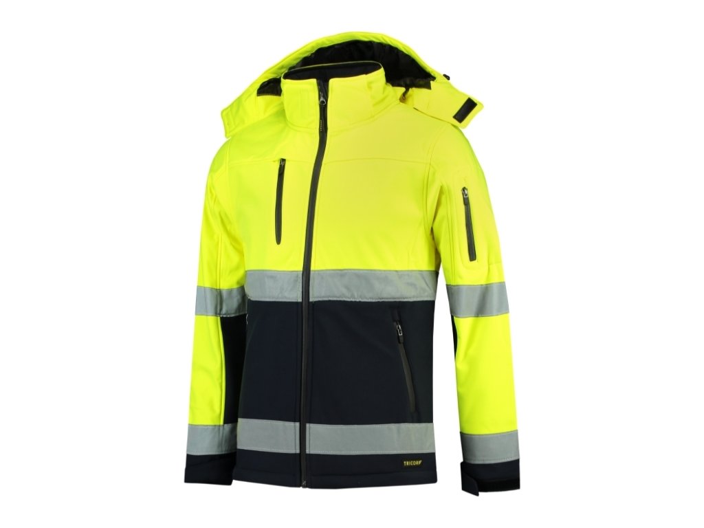 Bi-color EN ISO 20471 Softshell T52 Softshellová bunda unisex (Velikost M, Barva fluorescenční žlutá)