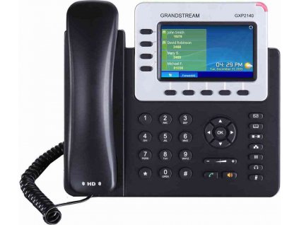 Telefon Grandstream GXP-2140 VoIP, barevný LCD, 4x SIP účty, 4x linky, 2x RJ45, POE, 5x prog. tl.