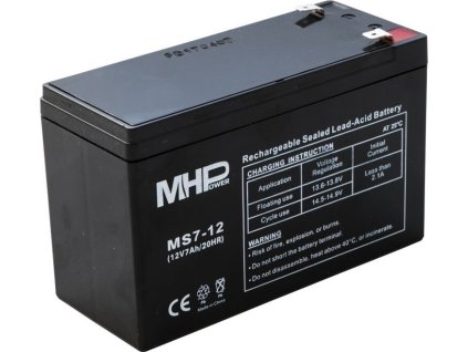 MHPower MS7-12 olověný akumulátor AGM 12V/7Ah, Faston F2 - 6,3mm