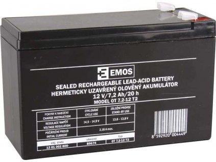 Baterie olověná  12V /  7,2Ah  EMOS bezúdržbový akumulátor faston 6,3 mm