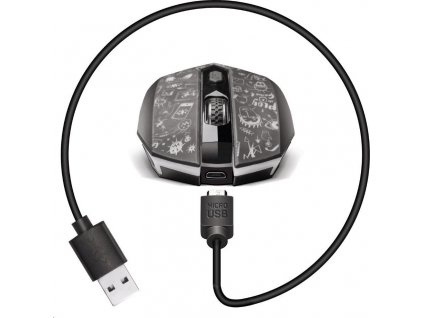 CONNECT IT DOODLE 2 bezdrátová herní myš, 2400dpi , 6 tlačítek, vícebarevné podsvícení, USB