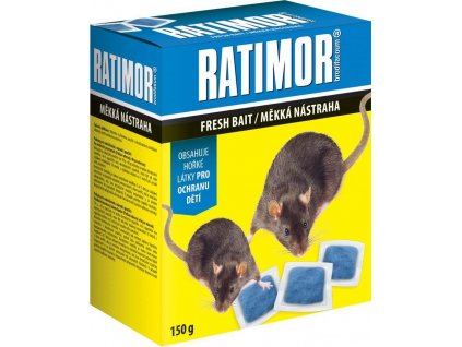 Nástraha na myši Ratimor brodifacoum čerstvá návnada 150g, krabička