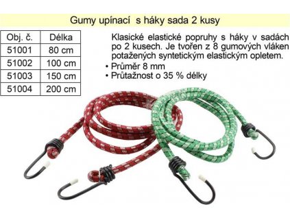 Gumy upínací 100 cm, 8 mm, sada 2 kusy