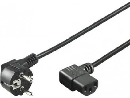 Kabel síťový 230V k počítači 2m, IEC konektor do úhlu 90°