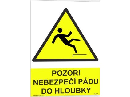 Pozor nebezpečí pádu do hloubky (Verze Plast 210 x 297 mm (A4) tl. 0.5 mm - Kód: 06456)