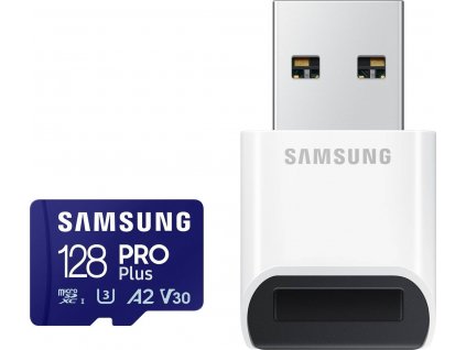 Paměťová karta Samsung PRO Plus microSDXC 128 GB U3 A2 V30 se čtečkou (MB-MD128SB/WW)