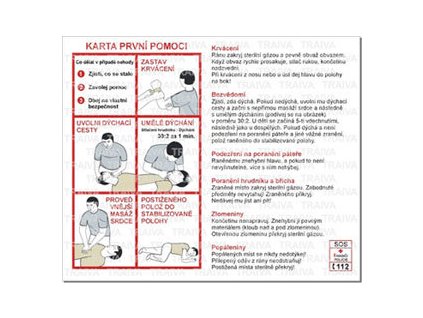 Karta první pomoci tabulka s pokyny ČESKO